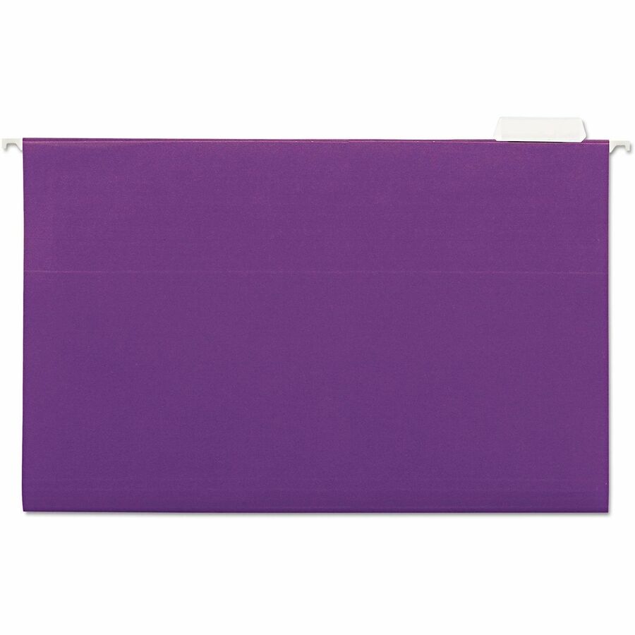 Deluxe Bright Color Hanging File Folders, Legal Size, 1/5-Cut Tabs, Violet, 25/Box