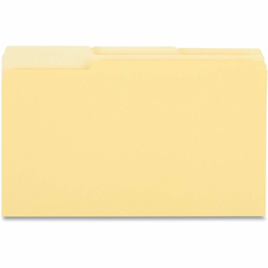 Interior File Folders, 1/3-Cut Tabs: Assorted, Legal Size, 11-pt Stock, Yellow, 100/Box