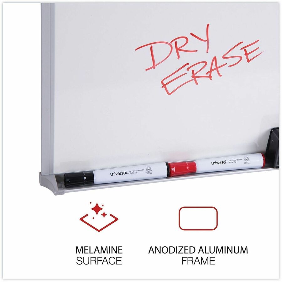 Melamine Dry Erase Board with Aluminum Frame, 24 x 18, White Surface, Anodized Aluminum Frame