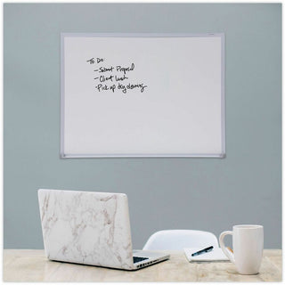 Melamine Dry Erase Board with Aluminum Frame, 24 x 18, White Surface, Anodized Aluminum Frame