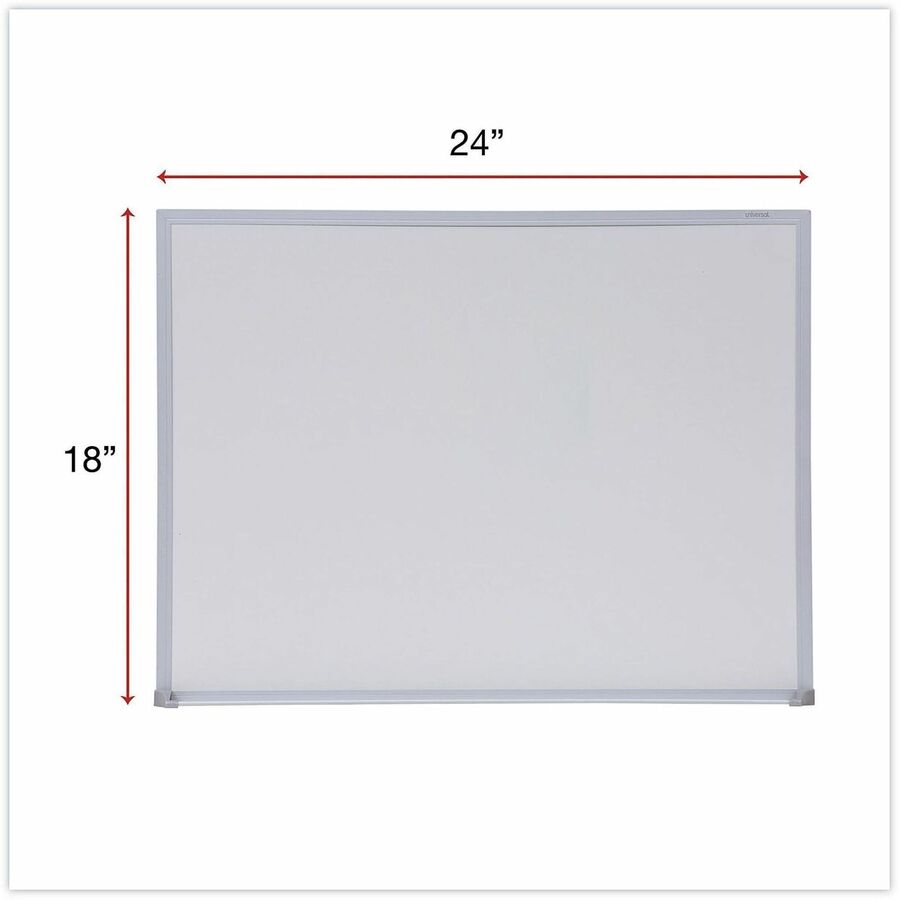 Melamine Dry Erase Board with Aluminum Frame, 24 x 18, White Surface, Anodized Aluminum Frame