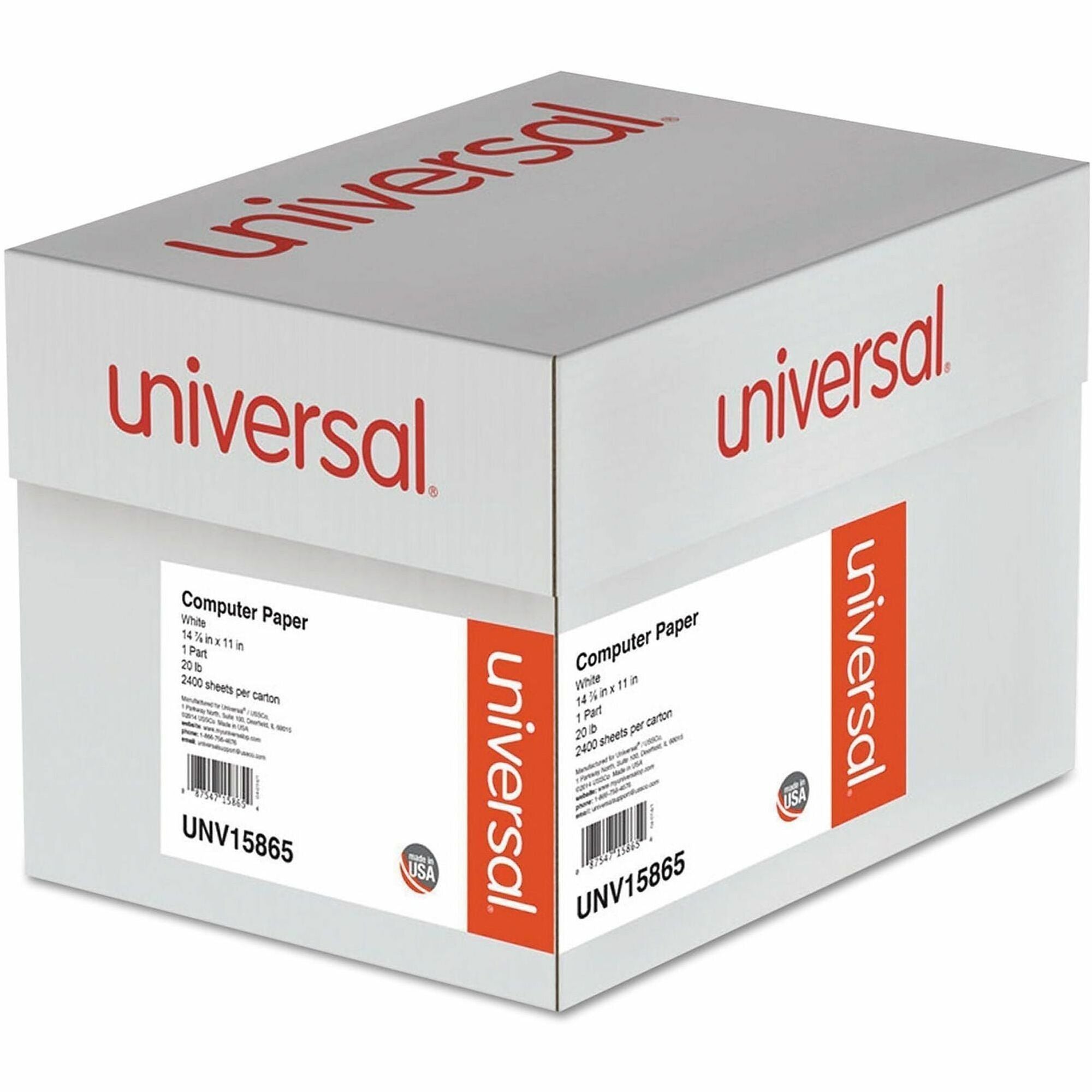 Printout Paper, 1-Part, 20 lb Bond Weight, 14.88 x 11, White, 2,400/Carton