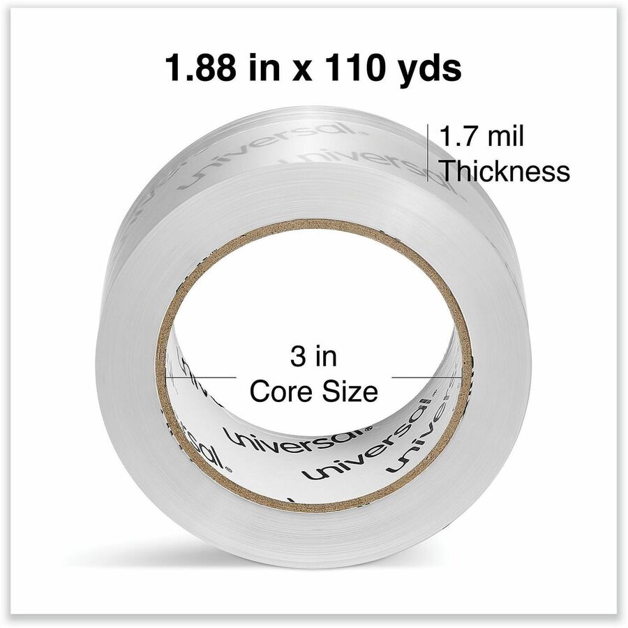 Deluxe General-Purpose Acrylic Box Sealing Tape, 1.7 mil, 3" Core, 1.88" x 109 yds, Clear, 6/Pack
