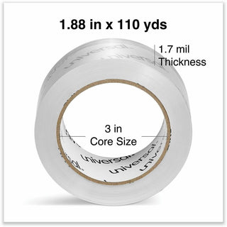 Deluxe General-Purpose Acrylic Box Sealing Tape, 1.7 mil, 3" Core, 1.88" x 109 yds, Clear, 6/Pack