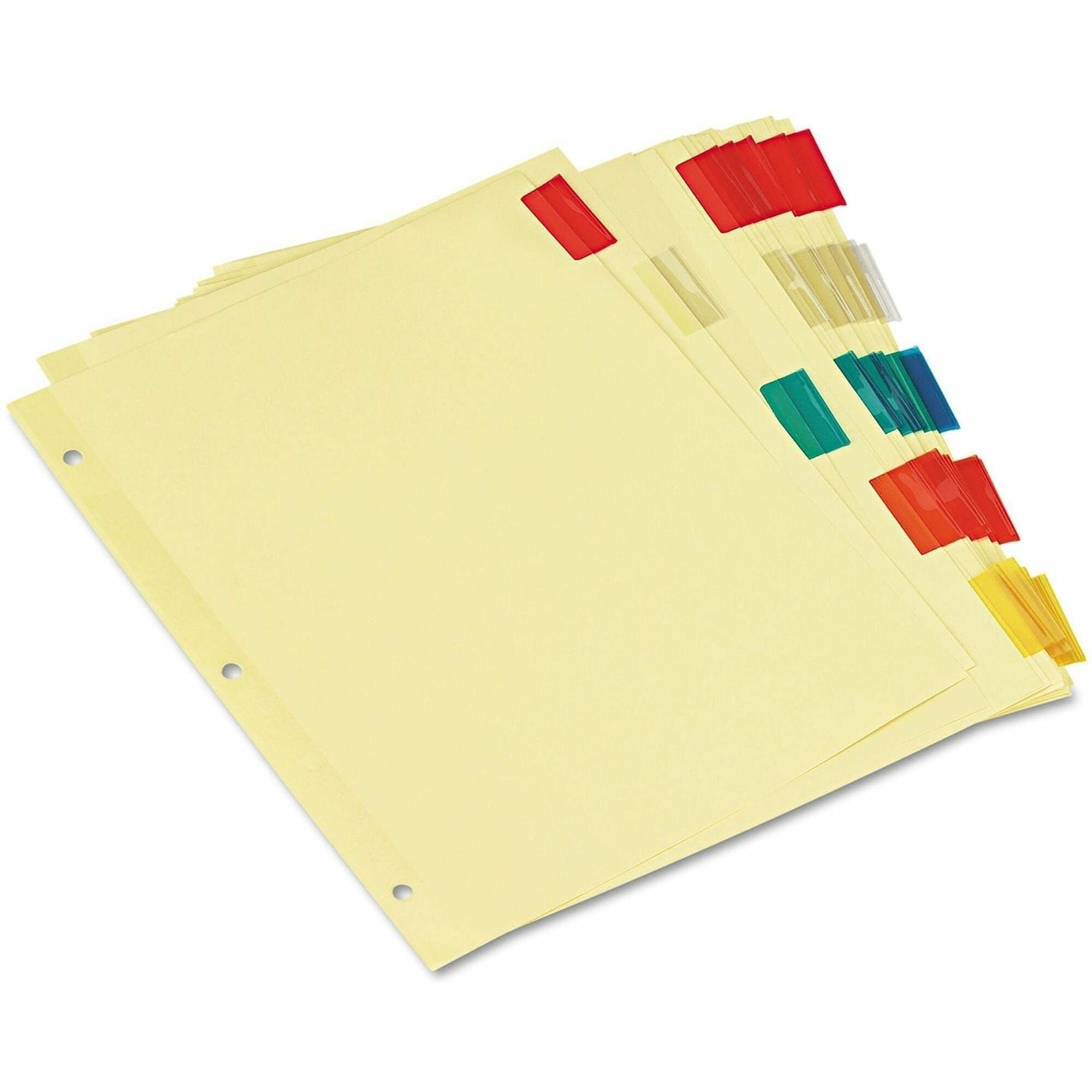 Insertable Tab Index, 5-Tab, 11 x 8.5, Buff, Assorted Tabs, 6 Sets