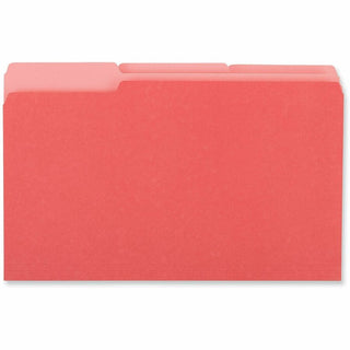 Interior File Folders, 1/3-Cut Tabs: Assorted, Legal Size, 11-pt Stock, Red, 100/Box