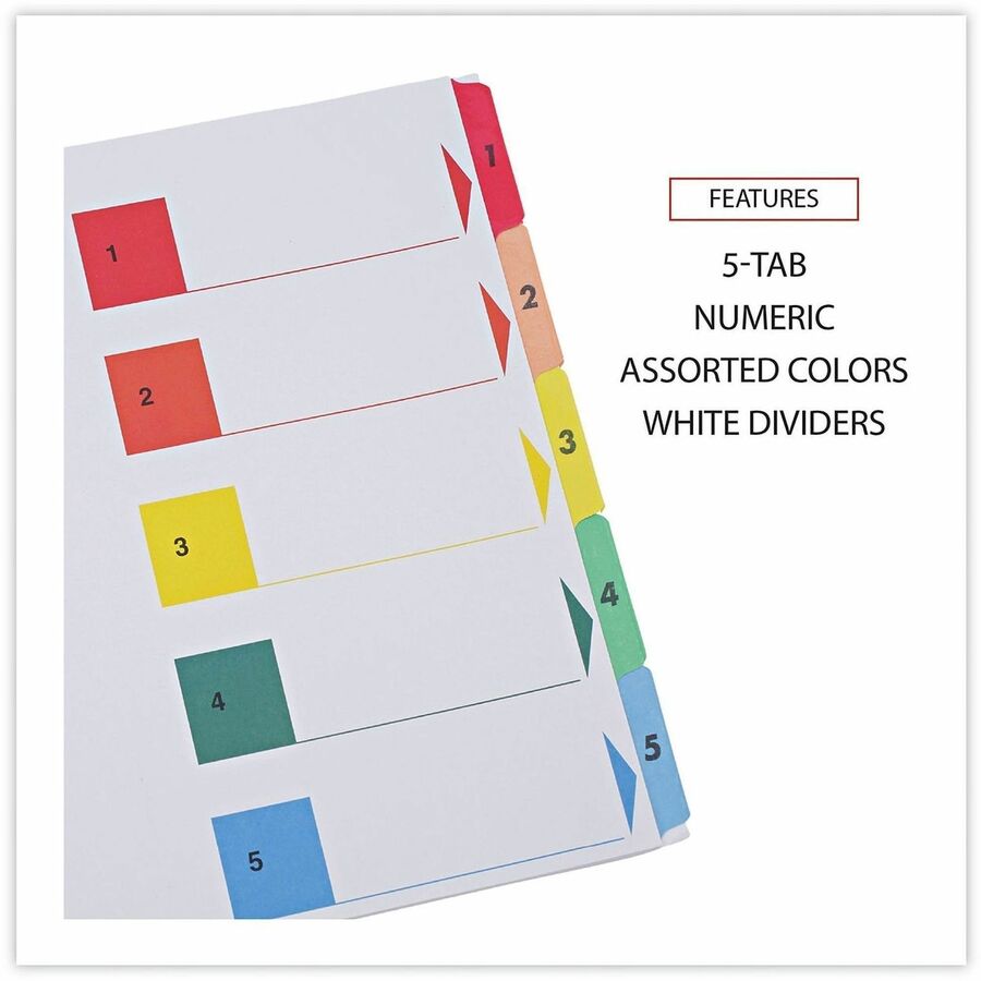 Deluxe Table of Contents Dividers for Printers, 5-Tab, 1 to 5; Table Of Contents, 11 x 8.5, White, 6 Sets