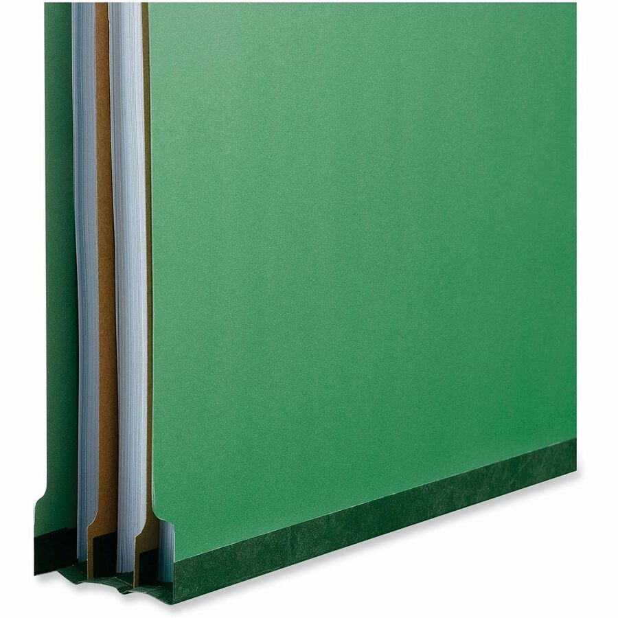 Bright Colored Pressboard Classification Folders, 2" Expansion, 2 Dividers, 6 Fasteners, Legal Size, Emerald Green, 10/Box