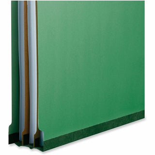 Bright Colored Pressboard Classification Folders, 2" Expansion, 2 Dividers, 6 Fasteners, Legal Size, Emerald Green, 10/Box