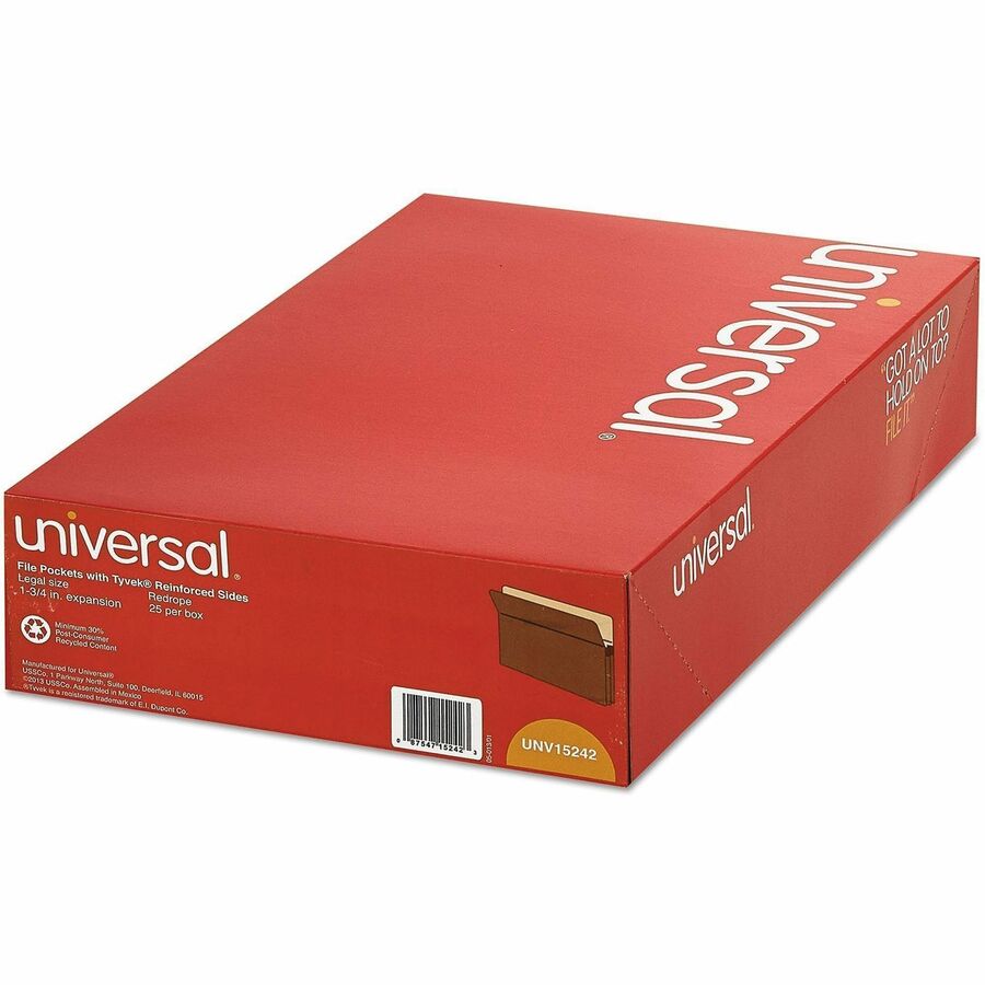 Redrope Expanding File Pockets, 1.75" Expansion, Legal Size, Redrope, 25/Box