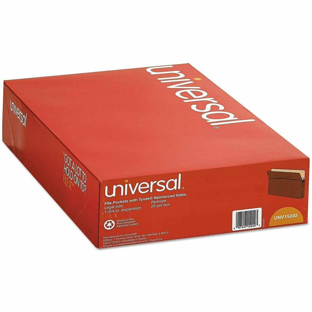 Redrope Expanding File Pockets, 1.75" Expansion, Legal Size, Redrope, 25/Box