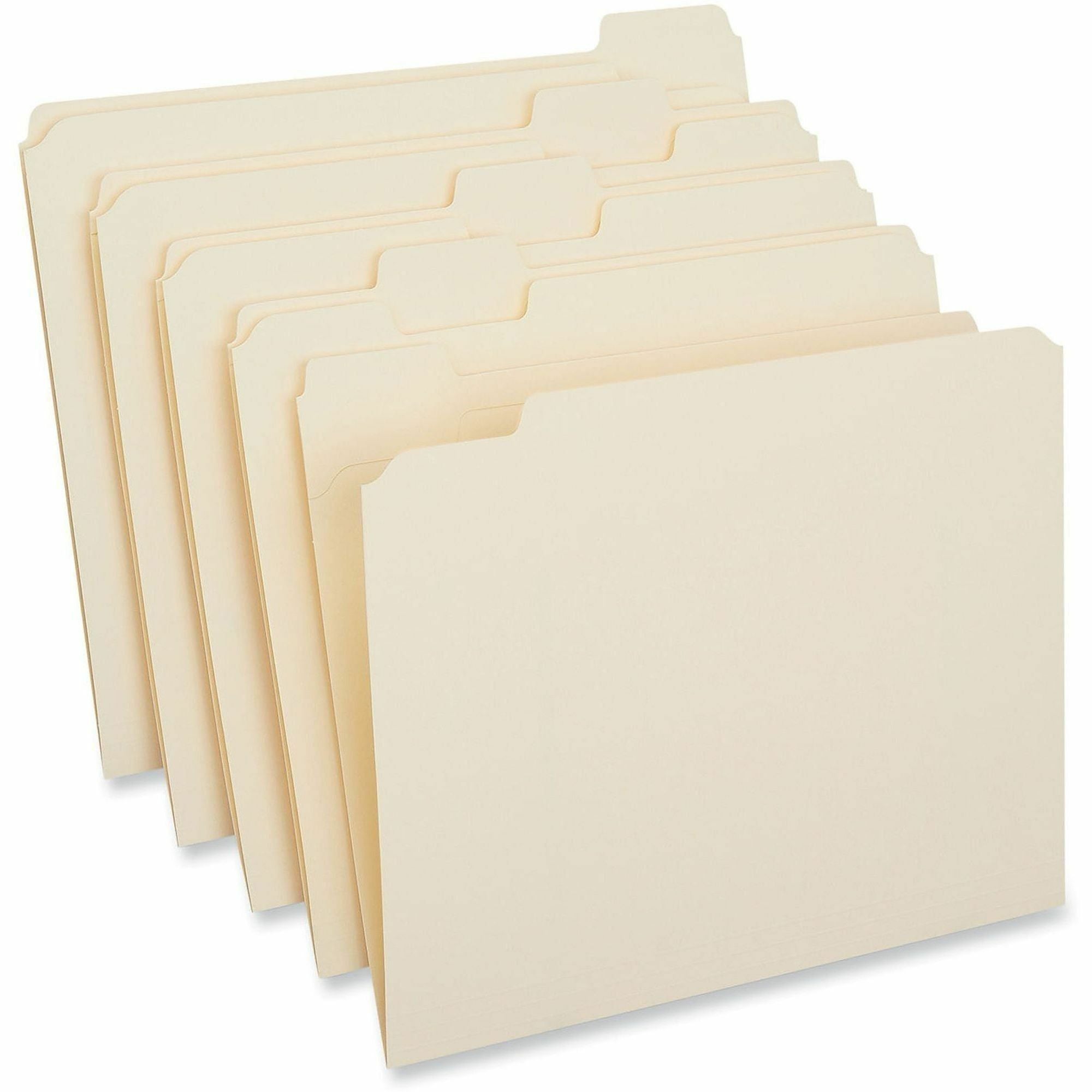 Double-Ply Top Tab Manila File Folders, 1/5-Cut Tabs: Assorted, Letter Size, 0.75" Expansion, Manila, 100/Box