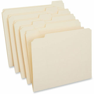 Double-Ply Top Tab Manila File Folders, 1/5-Cut Tabs: Assorted, Letter Size, 0.75" Expansion, Manila, 100/Box