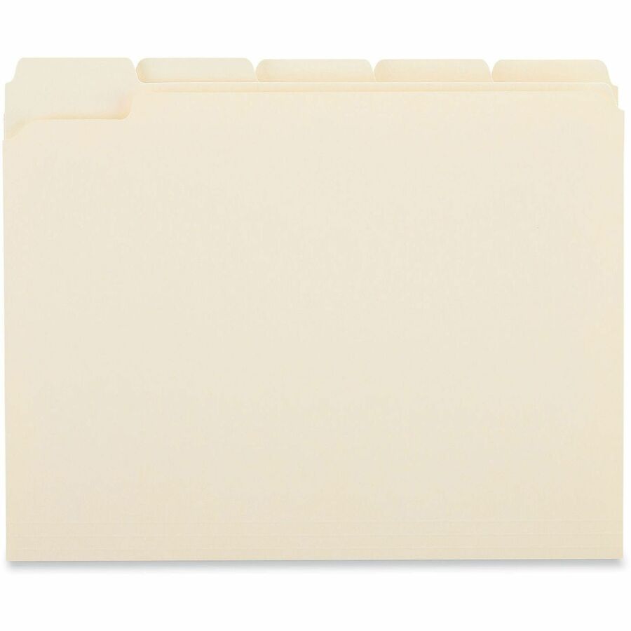 Double-Ply Top Tab Manila File Folders, 1/5-Cut Tabs: Assorted, Letter Size, 0.75" Expansion, Manila, 100/Box