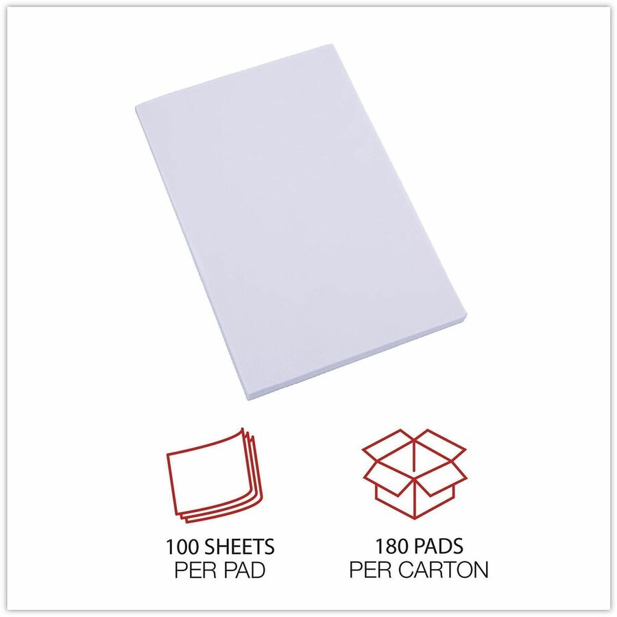 Scratch Pad Value Pack, Unruled, 3 x 5, White, 100 Sheets, 180/Carton