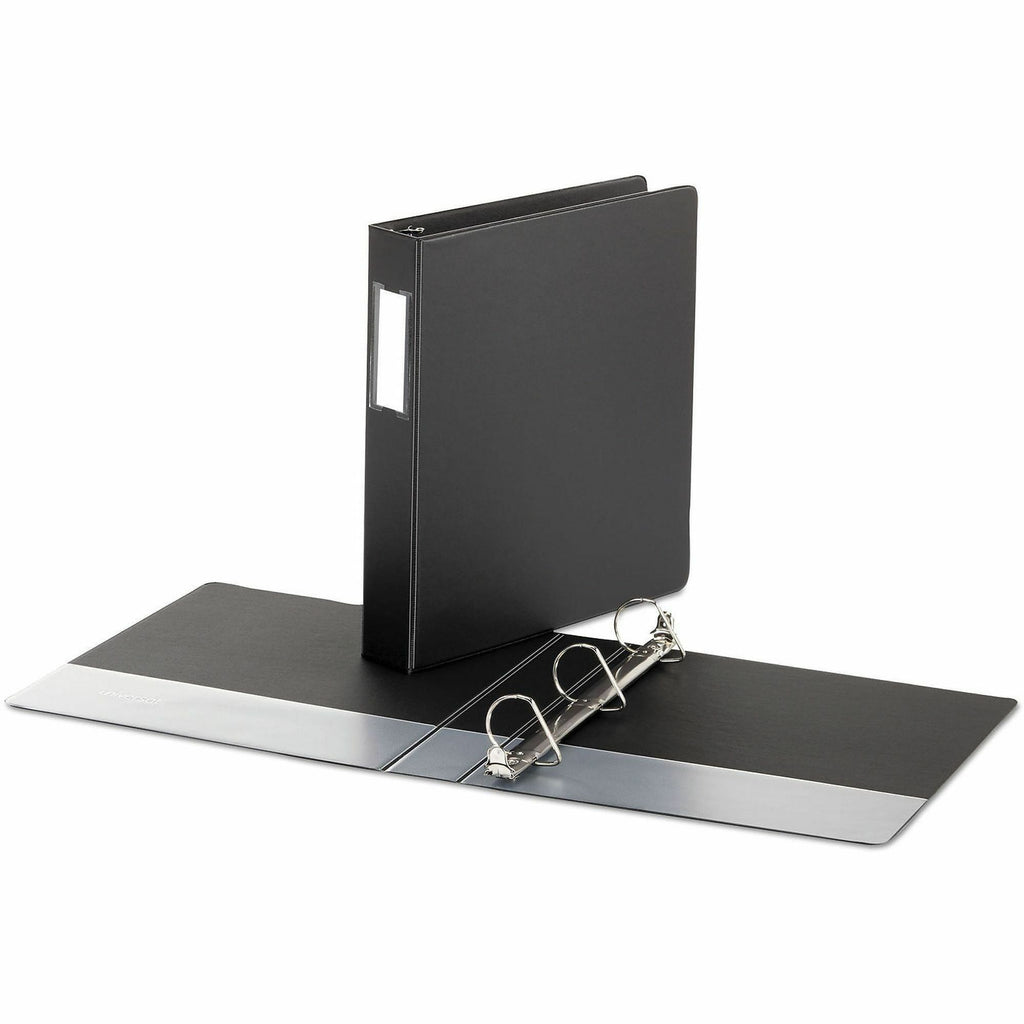 Deluxe Non-View D-Ring Binder with Label Holder, 3 Rings, 1.5" Capacity, 11 x 8.5, Black
