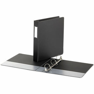 Deluxe Non-View D-Ring Binder with Label Holder, 3 Rings, 1.5" Capacity, 11 x 8.5, Black