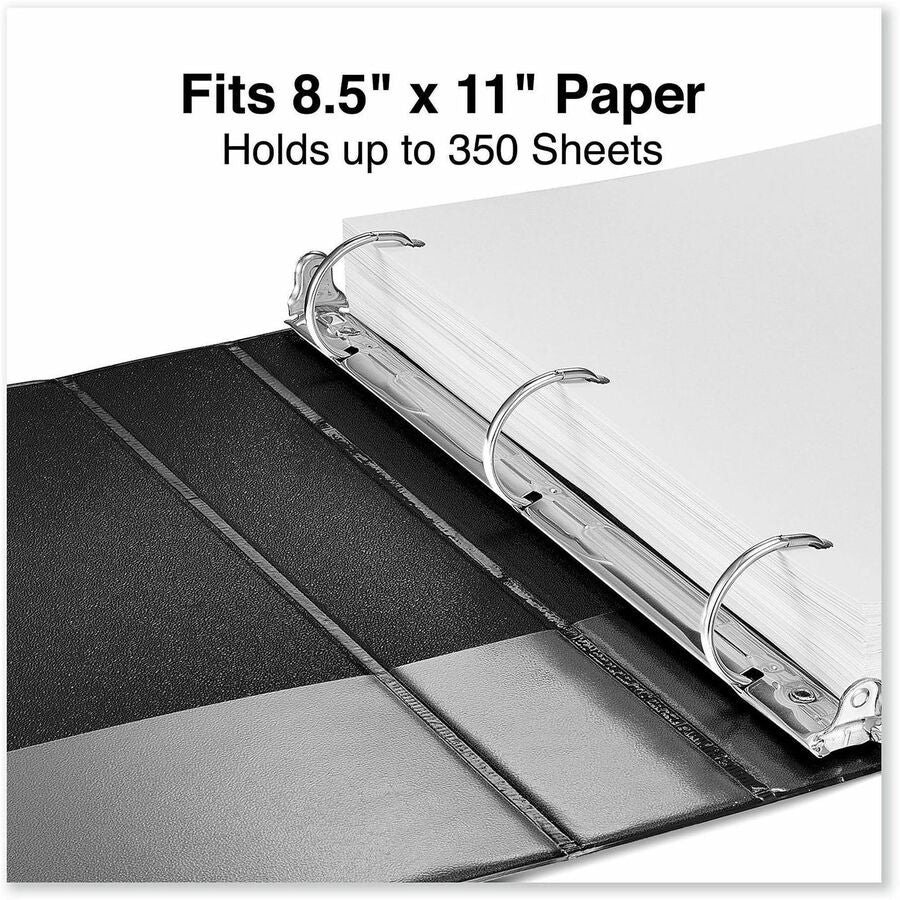 Deluxe Non-View D-Ring Binder with Label Holder, 3 Rings, 1.5" Capacity, 11 x 8.5, Black