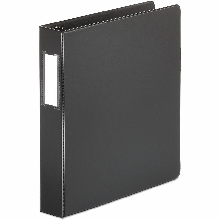 Deluxe Non-View D-Ring Binder with Label Holder, 3 Rings, 1.5" Capacity, 11 x 8.5, Black