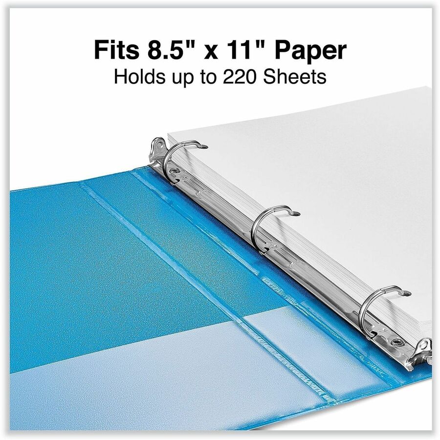 Slant D-Ring View Binder, 3 Rings, 1" Capacity, 11 x 8.5, Light Blue
