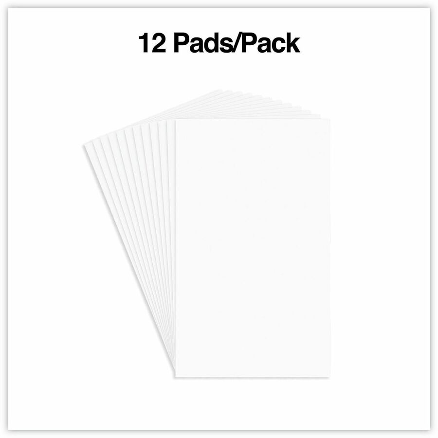 Scratch Pads, Unruled, 3 x 5, White, 100 Sheets, 12/Pack