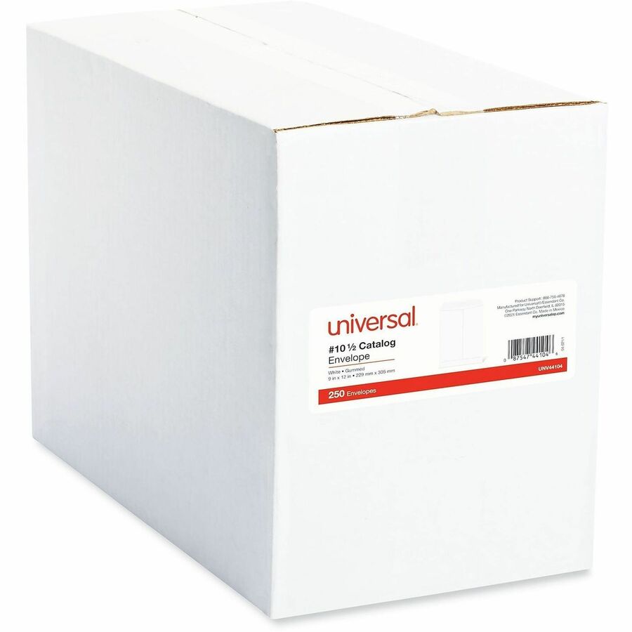 Catalog Envelope, 24 lb Bond Weight Paper, #10 1/2, Square Flap, Gummed Closure, 9 x 12, White, 250/Box