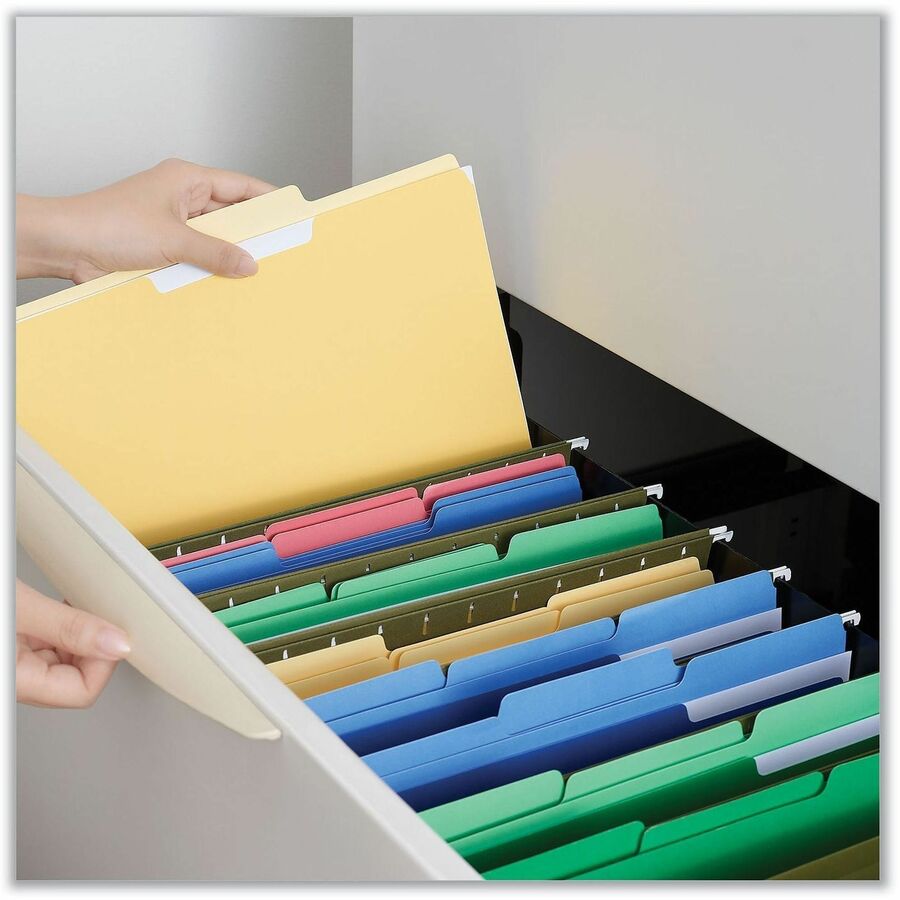 Deluxe Colored Top Tab File Folders, 1/3-Cut Tabs: Assorted, Legal Size, Yellow/Light Yellow, 100/Box