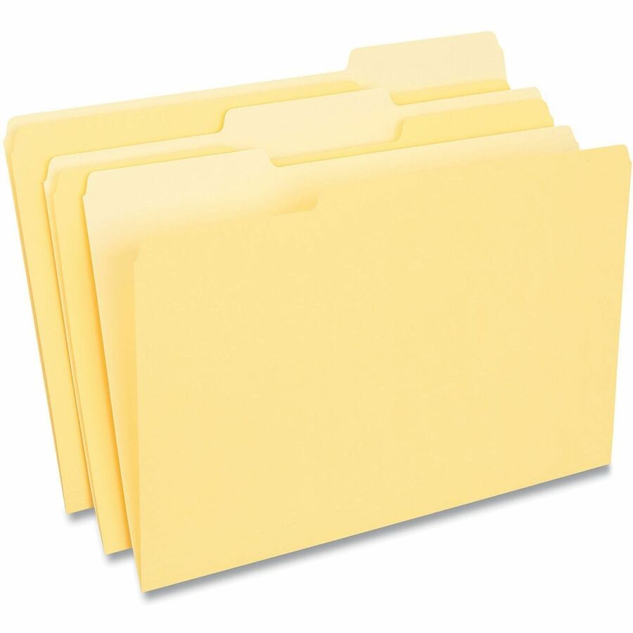 Deluxe Colored Top Tab File Folders, 1/3-Cut Tabs: Assorted, Legal Size, Yellow/Light Yellow, 100/Box