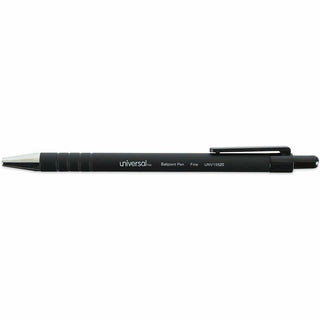 Ballpoint Pen, Retractable, Fine 0.7 mm, Black Ink, Black Barrel, Dozen