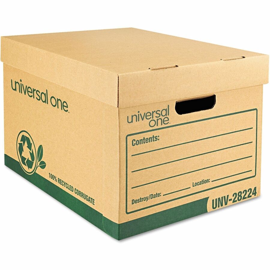 Recycled Heavy-Duty Record Storage Box, Letter/Legal Files, Kraft/Green, 12/Carton
