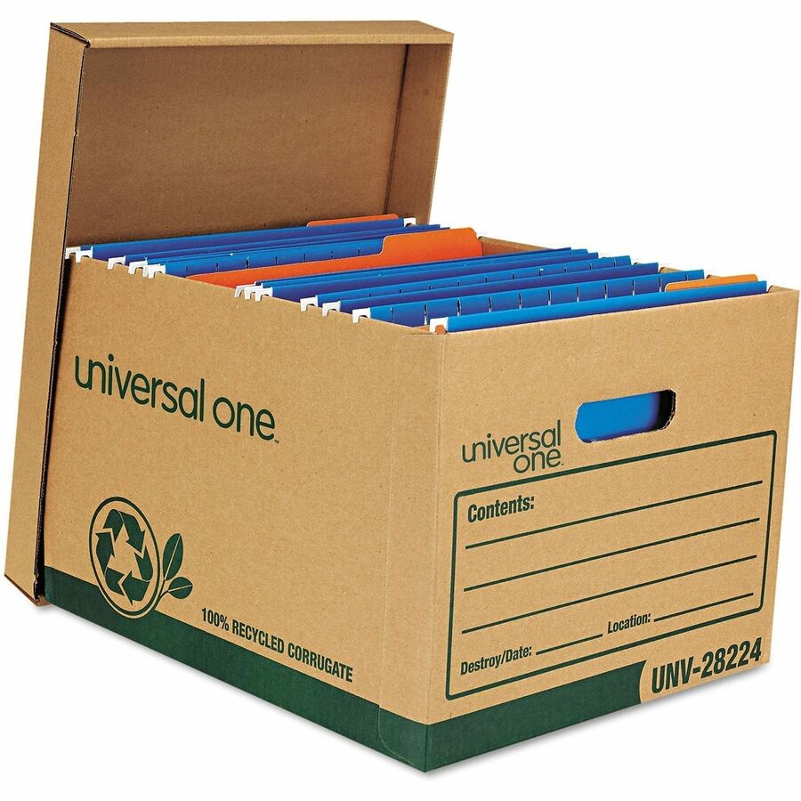 Recycled Heavy-Duty Record Storage Box, Letter/Legal Files, Kraft/Green, 12/Carton