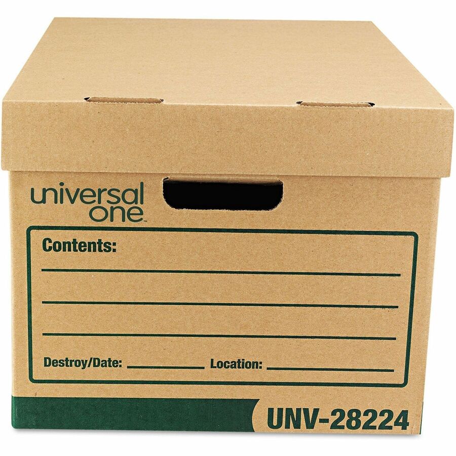 Recycled Heavy-Duty Record Storage Box, Letter/Legal Files, Kraft/Green, 12/Carton