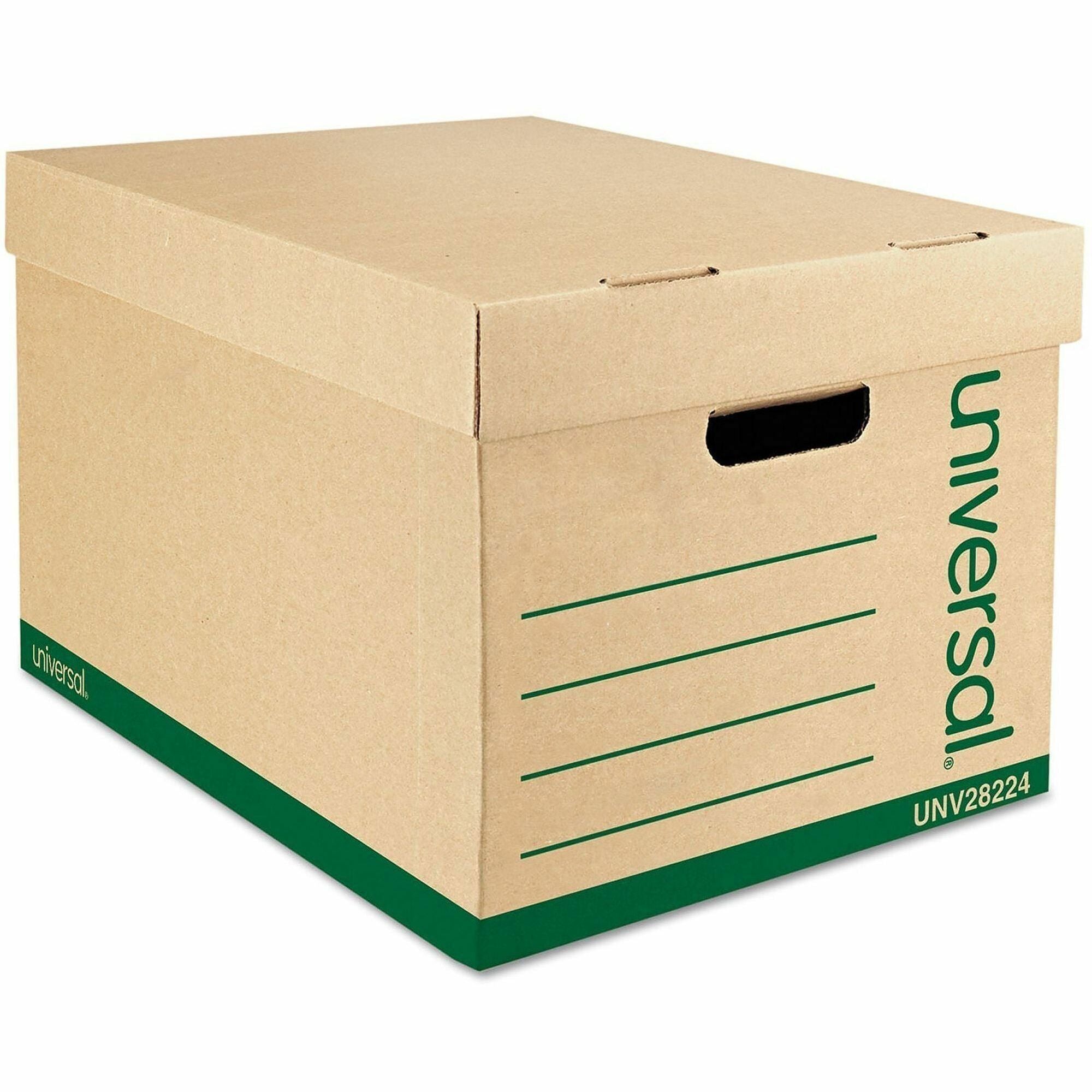 Recycled Heavy-Duty Record Storage Box, Letter/Legal Files, Kraft/Green, 12/Carton