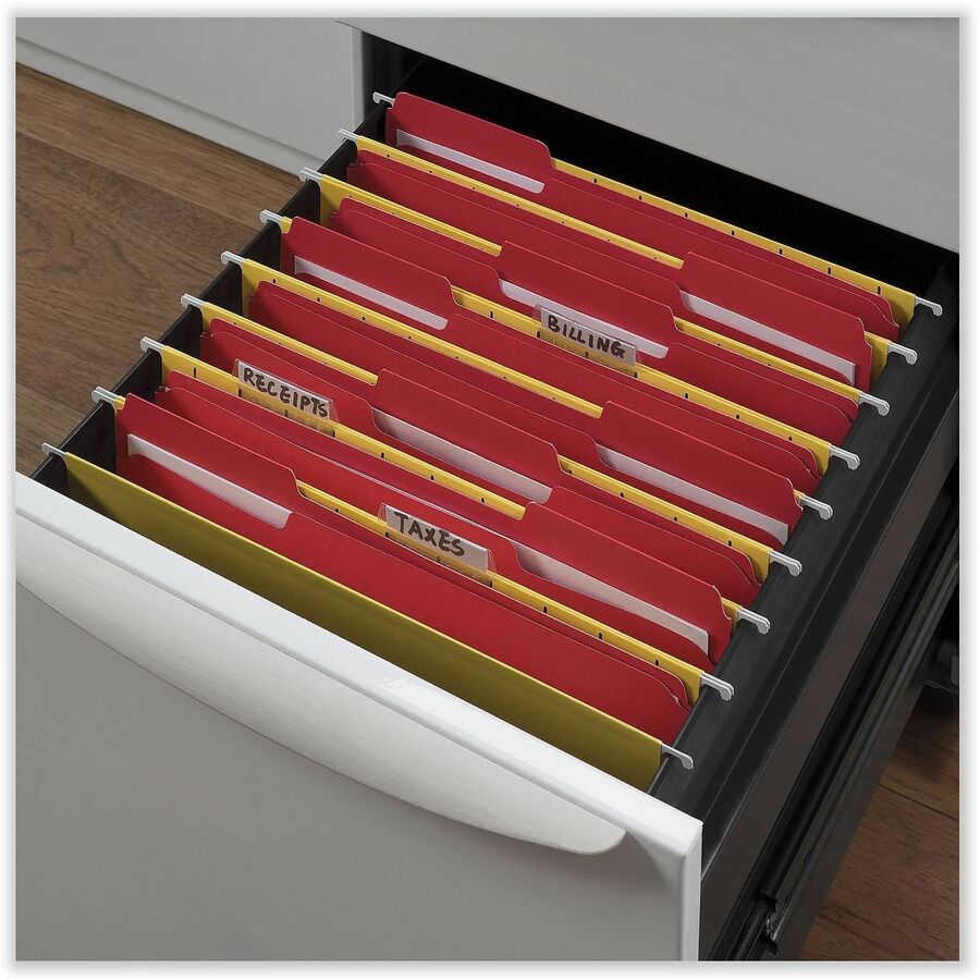 Reinforced Top-Tab File Folders, 1/3-Cut Tabs: Assorted, Letter Size, 1" Expansion, Red, 100/Box