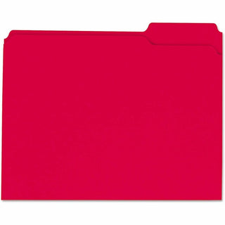 Reinforced Top-Tab File Folders, 1/3-Cut Tabs: Assorted, Letter Size, 1" Expansion, Red, 100/Box