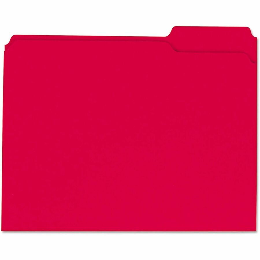 Reinforced Top-Tab File Folders, 1/3-Cut Tabs: Assorted, Letter Size, 1" Expansion, Red, 100/Box