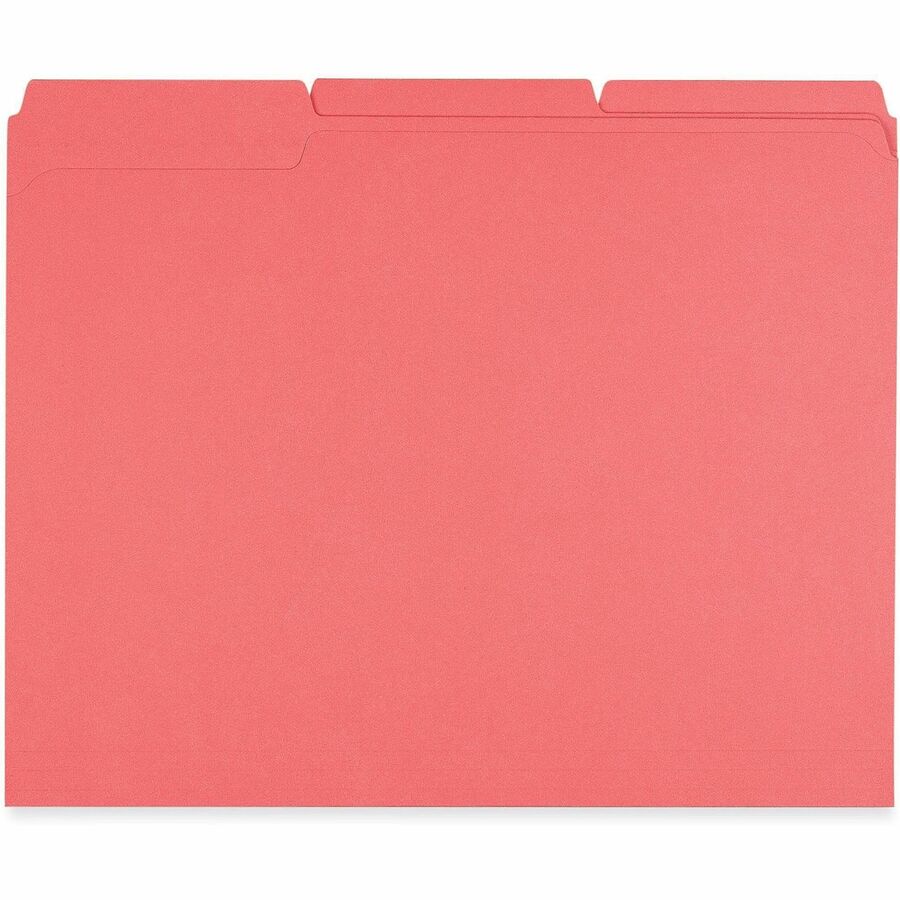 Reinforced Top-Tab File Folders, 1/3-Cut Tabs: Assorted, Letter Size, 1" Expansion, Red, 100/Box