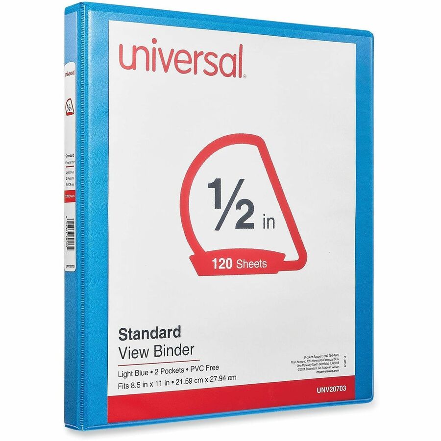 Slant D-Ring View Binder, 3 Rings, 0.5" Capacity, 11 x 8.5, Light Blue
