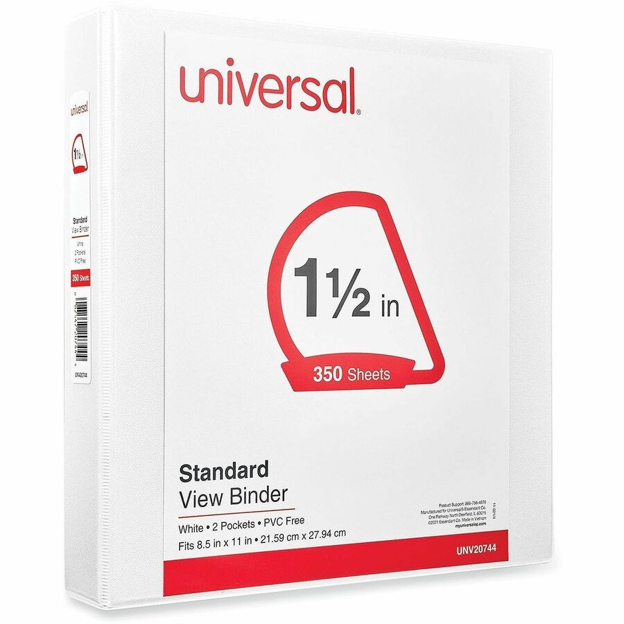 Slant D-Ring View Binder, 3 Rings, 1.5" Capacity, 11 x 8.5, White