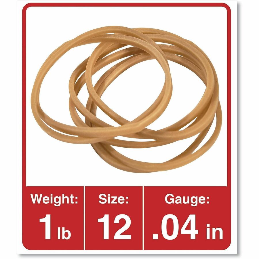 Rubber Bands, Size 12, 0.04" Gauge, Beige, 1 lb Box, 2,500/Pack