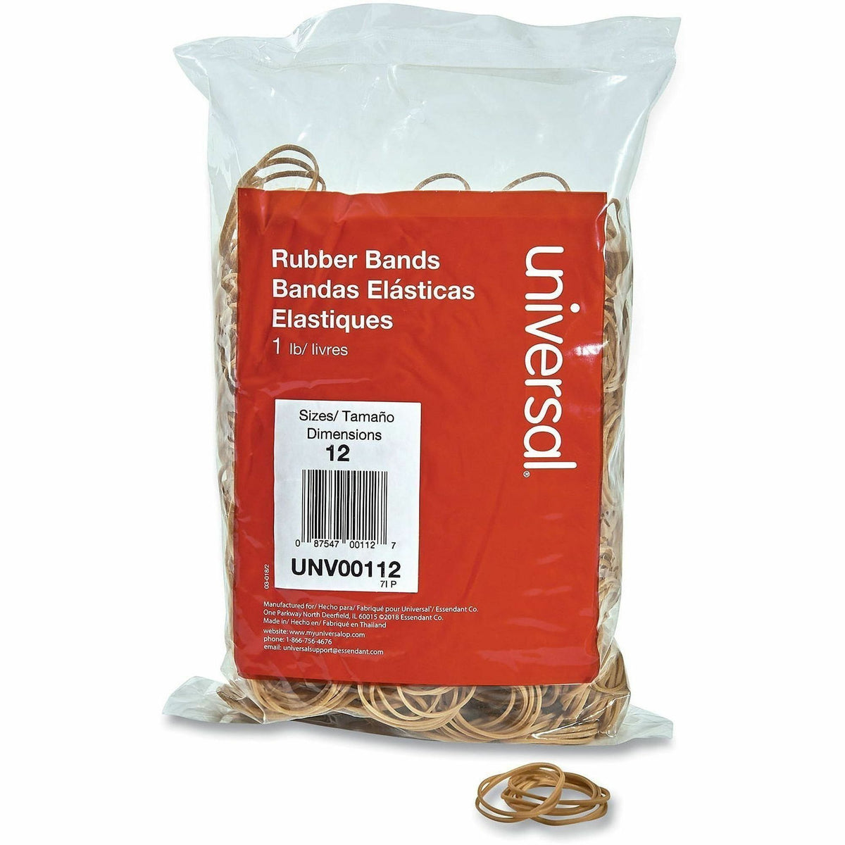 Rubber Bands, Size 12, 0.04" Gauge, Beige, 1 lb Box, 2,500/Pack