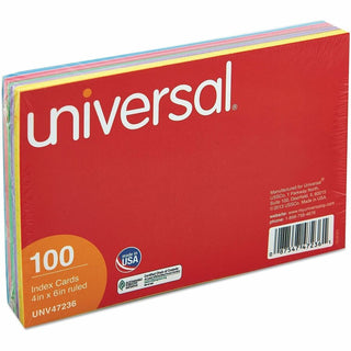 Index Cards, Ruled, 4 x 6, Assorted, 100/Pack