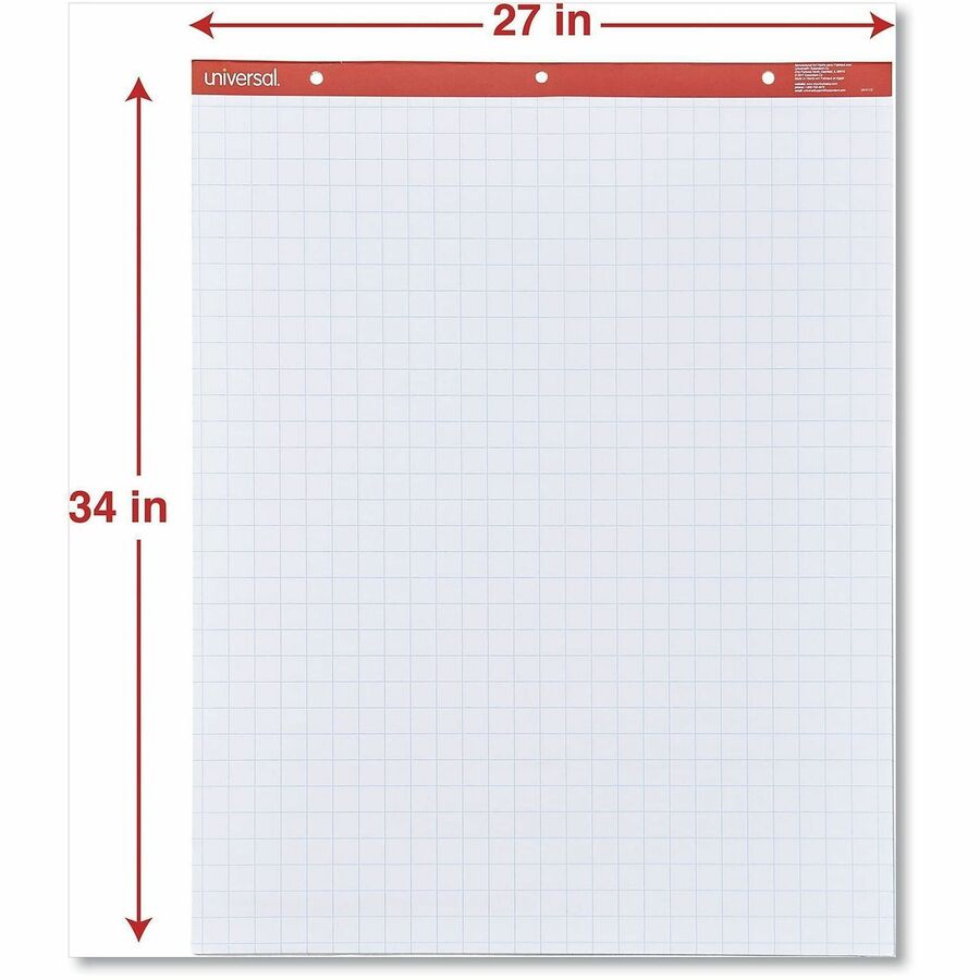 Easel Pads/Flip Charts, Quadrille Rule (1 sq/in), 27 x 34, White, 50 Sheets, 2/Carton