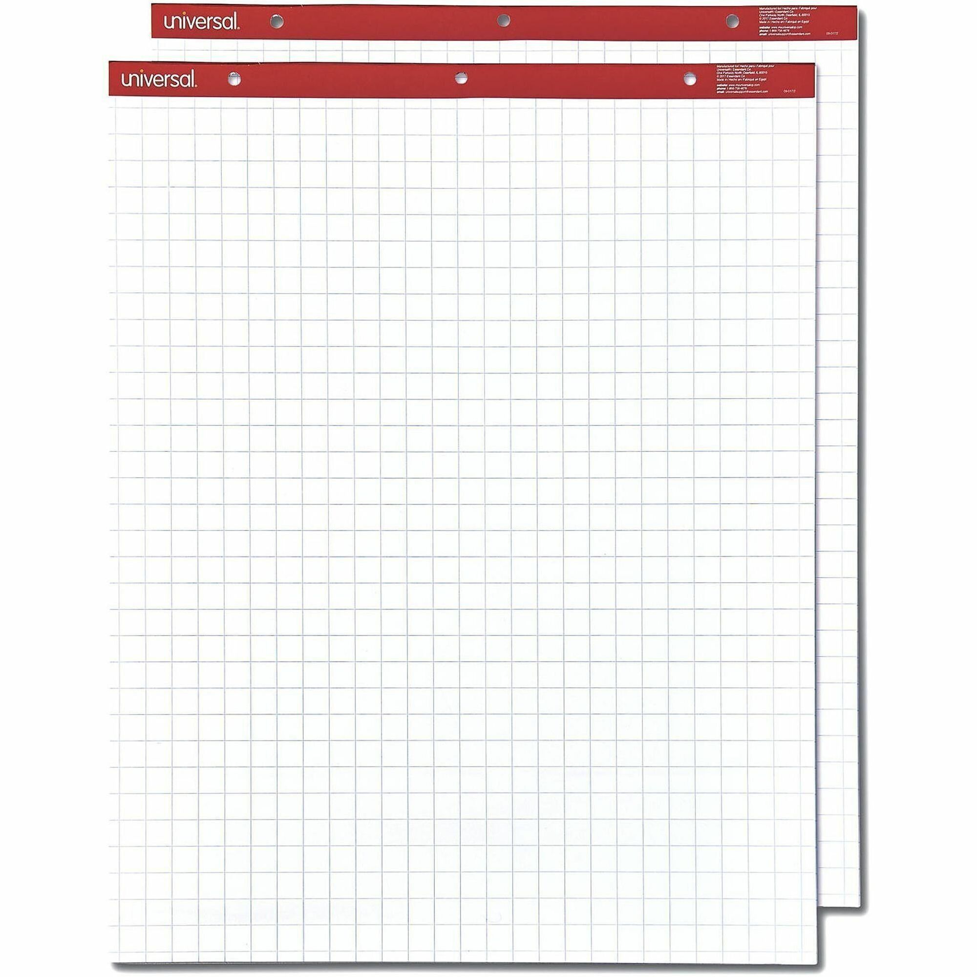 Easel Pads/Flip Charts, Quadrille Rule (1 sq/in), 27 x 34, White, 50 Sheets, 2/Carton