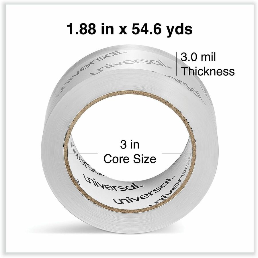 Heavy-Duty Acrylic Box Sealing Tape, 3" Core, 1.88" x 54.6 yds, Clear, 6/Pack
