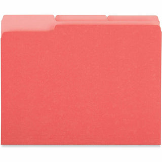 Interior File Folders, 1/3-Cut Tabs: Assorted, Letter Size, 11-pt Stock, Red, 100/Box