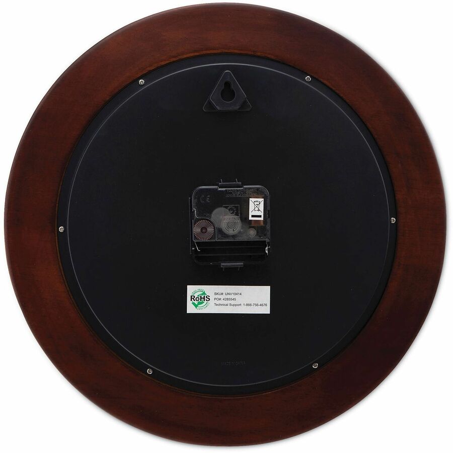 Round Wood Wall Clock, 12.75" Overall Diameter, Cherry Case, 1 AA (sold separately)