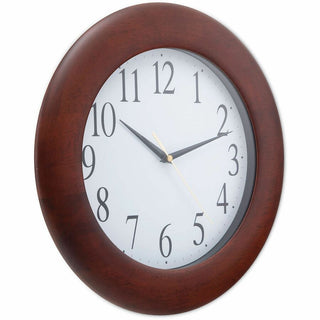 Round Wood Wall Clock, 12.75" Overall Diameter, Cherry Case, 1 AA (sold separately)