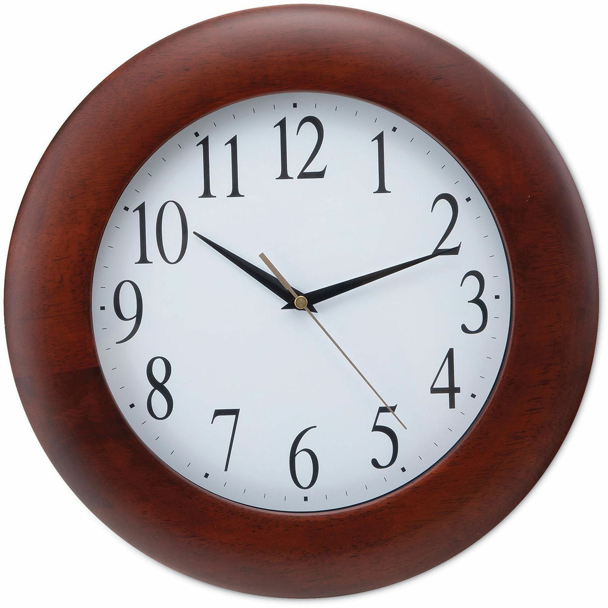 Round Wood Wall Clock, 12.75" Overall Diameter, Cherry Case, 1 AA (sold separately)