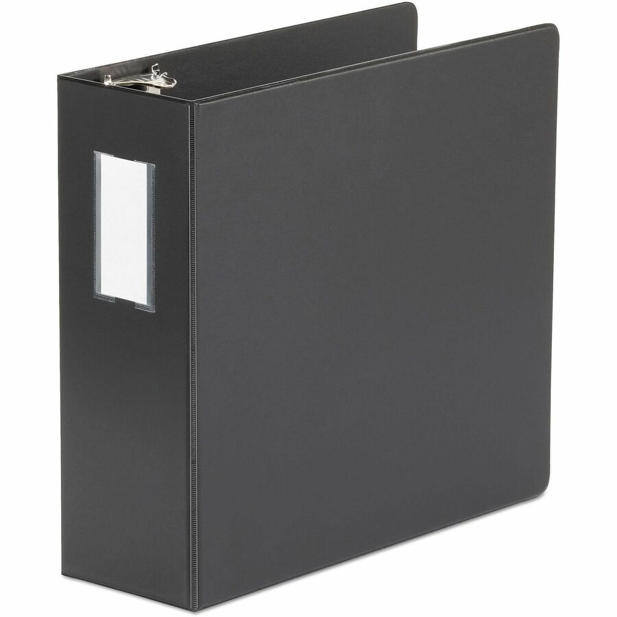 Deluxe Non-View D-Ring Binder with Label Holder, 3 Rings, 4" Capacity, 11 x 8.5, Black